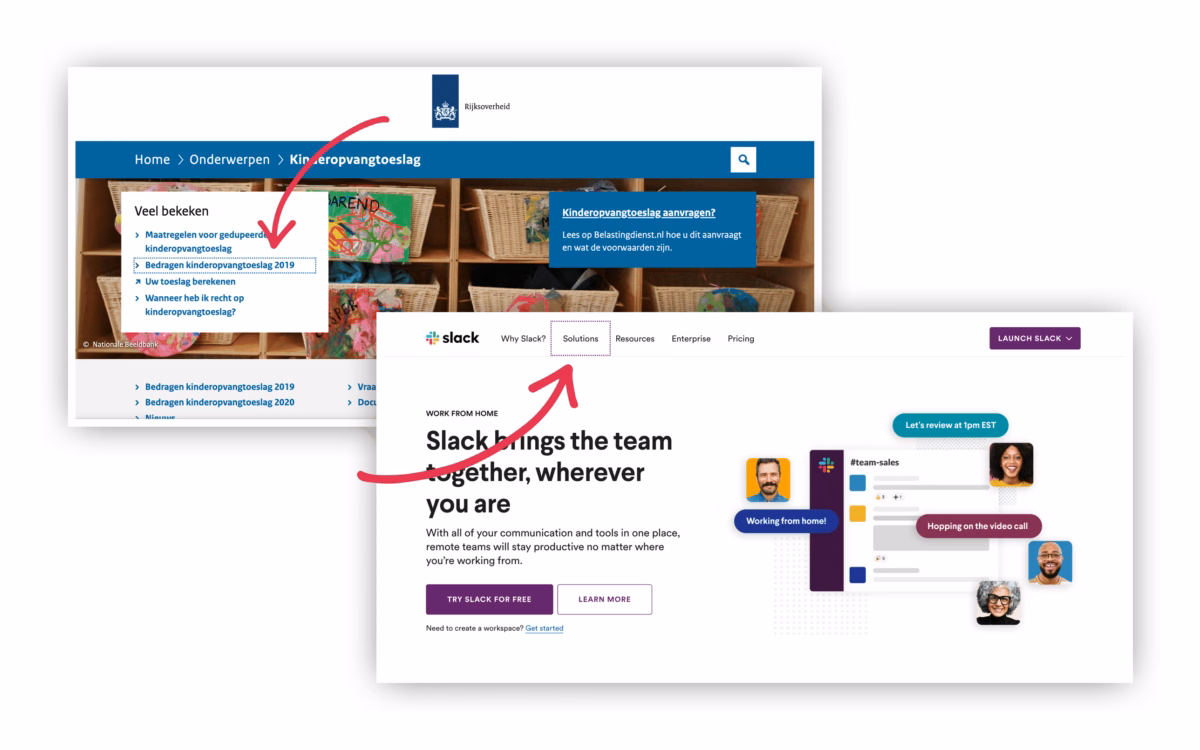 two examples of websites with good focus states
