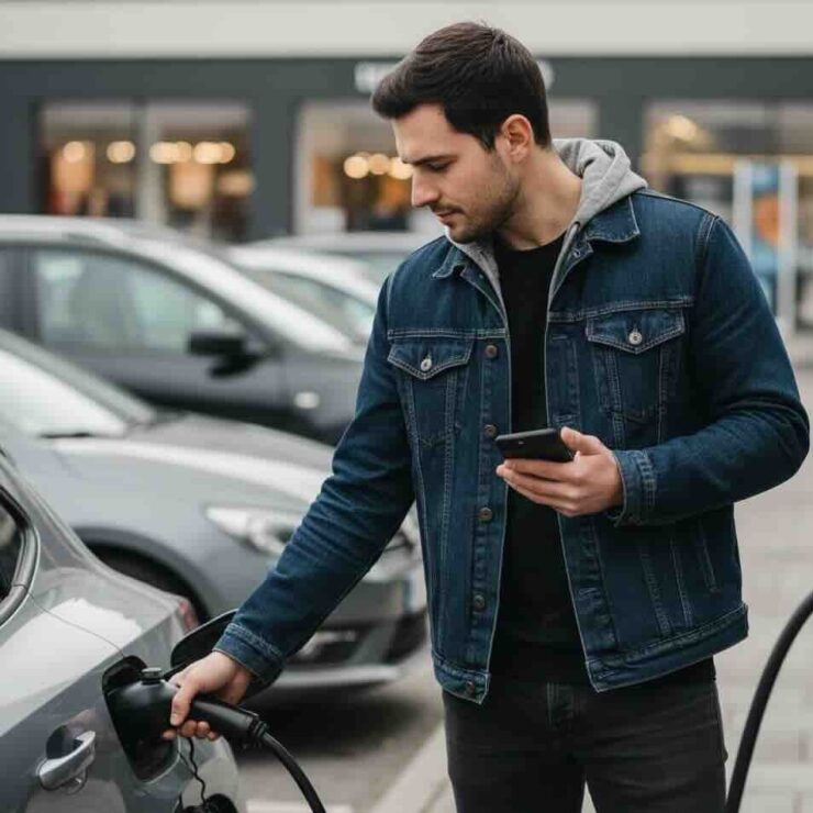 Man auto aan laadpaal