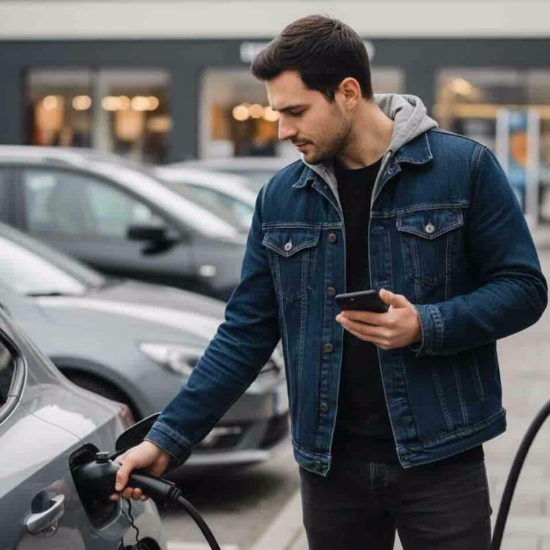 Man auto aan laadpaal