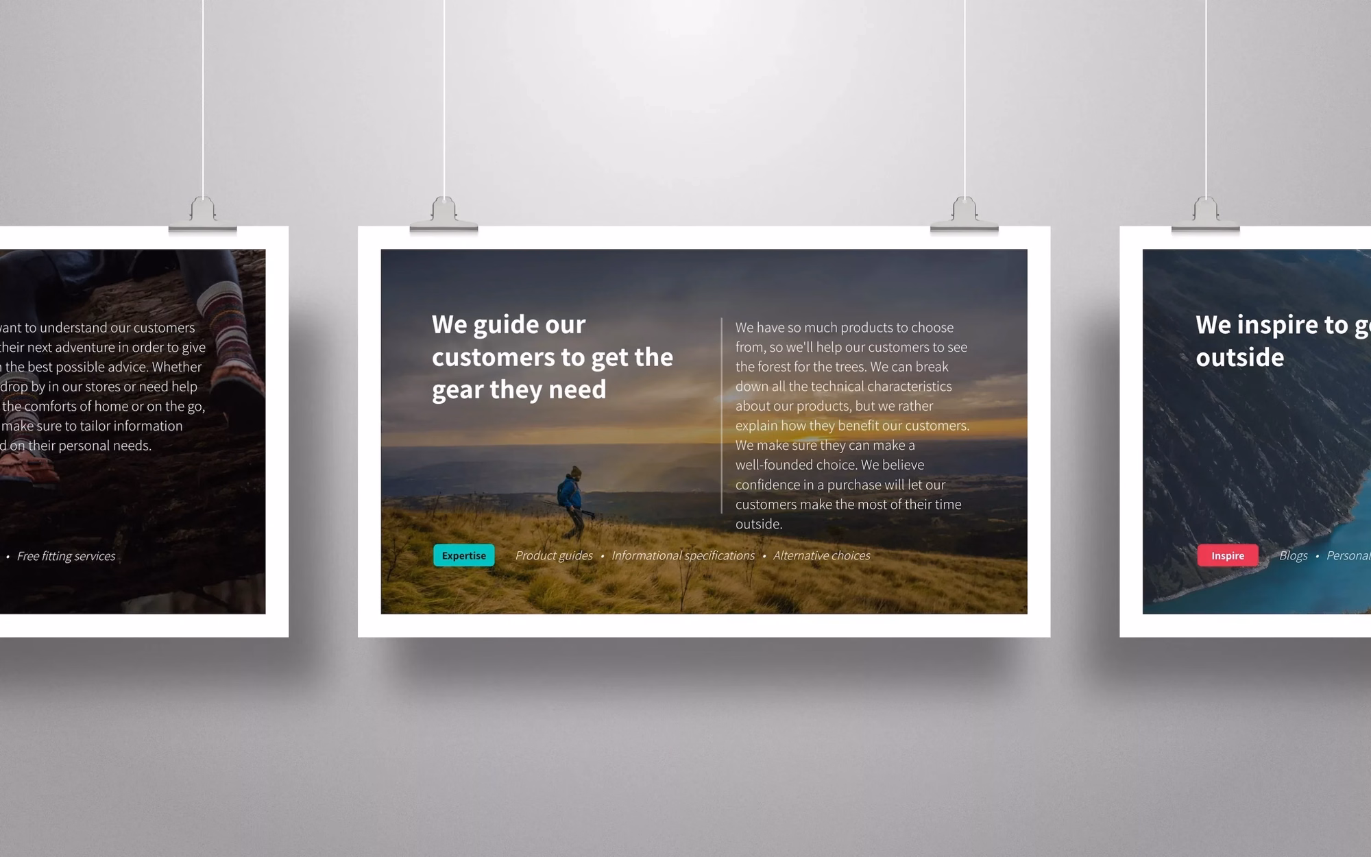 Sign displaying one of Bever's design principles: “We guide customers.”