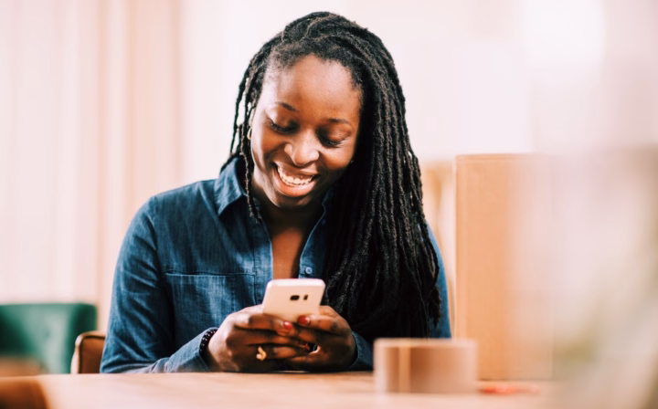 Woman using her smartphone.