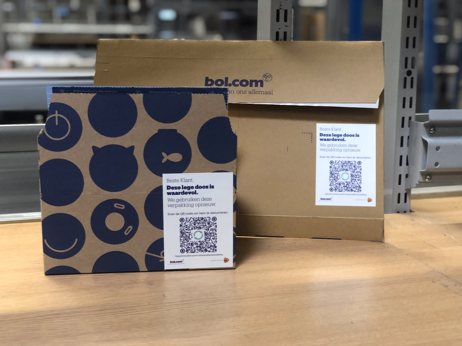 bol parcels with QR codes.