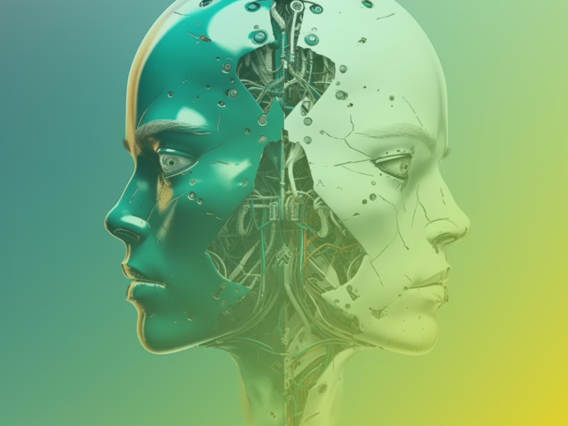 Artificial intelligence, gevisualeerd als een op een mens lijkende robot