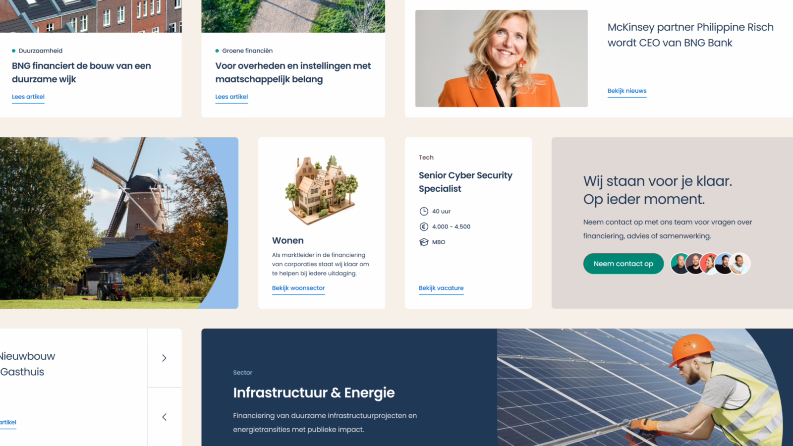 Compositie van verschillende componenten uit het BNG Design System
