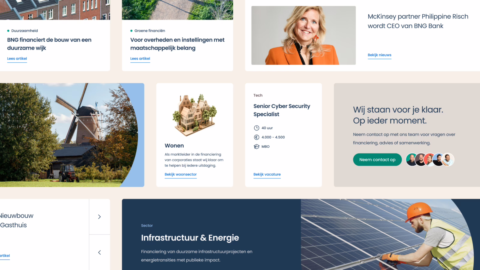 Compositie van verschillende componenten uit het BNG Design System